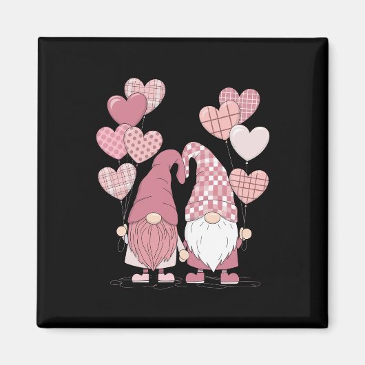 Pink Buffalo Plaid Heart Gnomes Valentijnsdag Magneet (Voorkant)