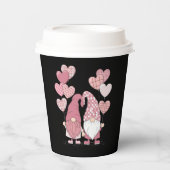 Pink Buffalo Plaid Heart Gnomes Valentijnsdag Papieren Bekers (Voorkant)