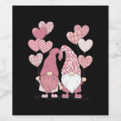 Pink Buffalo Plaid Heart Gnomes Valentijnsdag Wijn Etiket (Enkel label)