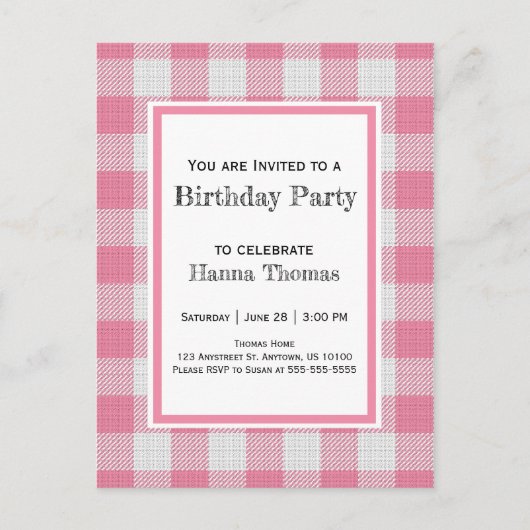 Pink Buffalo Pond Birthday Uitnodiging Briefkaart (Voorkant)