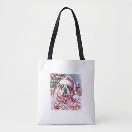 Pink Bulldog Christmas 'zei niemand ooit' Canvas t Tote Bag