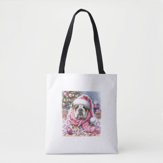 Pink Bulldog Christmas 'zei niemand ooit' Canvas t Tote Bag (Voorkant)