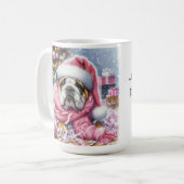 Pink Bulldog Christmas ‘zei niemand ooit’ Mok Cup (Voorkant links)