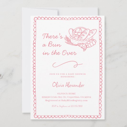 Pink Bun in the Oven Baby Shower Kaart (Voorkant)