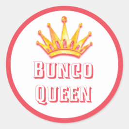 Pink Bunco Queen Crown Waterverf Ronde Sticker