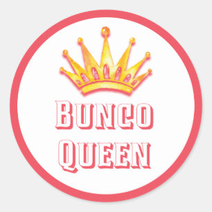 Pink Bunco Queen Crown Waterverf Ronde Sticker