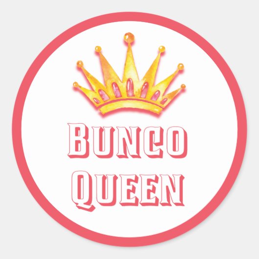 Pink Bunco Queen Crown Waterverf Ronde Sticker (Voorkant)