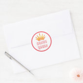 Pink Bunco Queen Crown Waterverf Ronde Sticker (Envelop)
