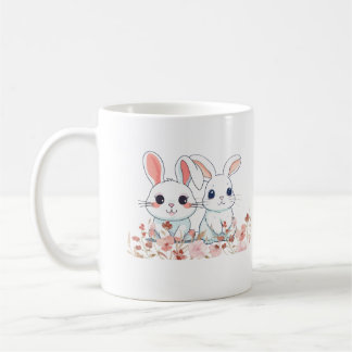 Pink Bunnies White Mug into a Sweet Gift Koffiemok