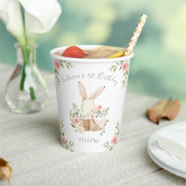 Pink Bunny 1st 1 Een Verjaardagsfeest Papieren Bekers