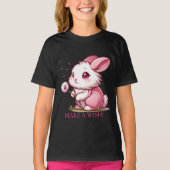 Pink Bunny and Dandelion Wish T-shirt (Voorkant)