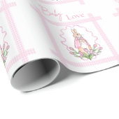 Pink Bunny Baby Love Baby shower Cadeaupapier (Rol Hoek)