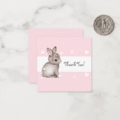 Pink Bunny Baby shower Dank u Nota kaart Notitiekaartje (Voorkant / Achterkant in situ)