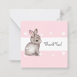 Pink Bunny Baby shower Dank u Nota kaart Notitiekaartje