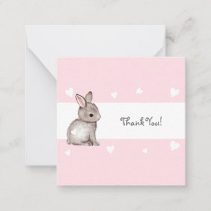 Pink Bunny Baby shower Dank u Notecard Notitiekaartje
