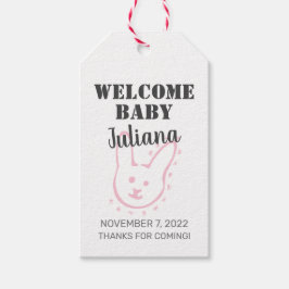 Pink Bunny Baby shower Favor Gift Labels Cadeaulabel