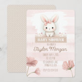 Pink Bunny Baby Shower Invitation Kaart (Voorkant / Achterkant)