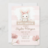 Pink Bunny Baby Shower Invitation Kaart (Voorkant)