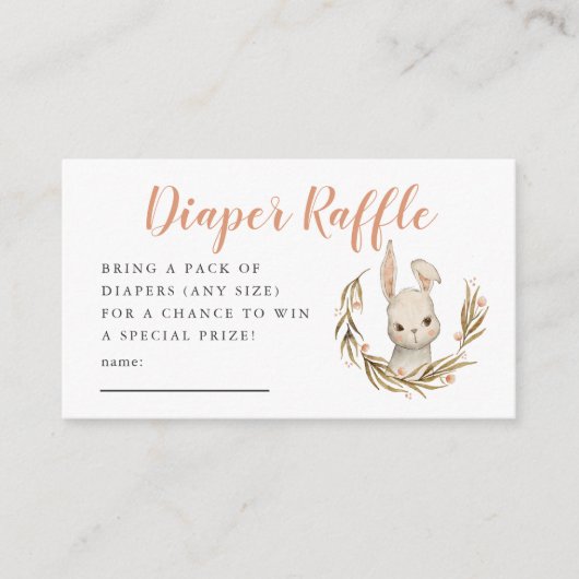 Pink Bunny Baby shower Luier Raffle Ticket Informatiekaartje (Voorkant)