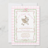 Pink Bunny Baby Shower Watercolor Grandmillennial  Kaart (Voorkant)