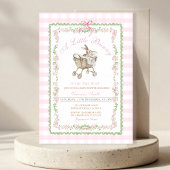 Pink Bunny Baby Shower Watercolor Grandmillennial  Kaart