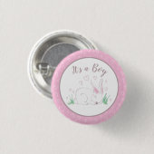 Pink Bunny Baby shower Woodland Waterverf Ronde Button 3,2 Cm (Voorkant /achterkant)