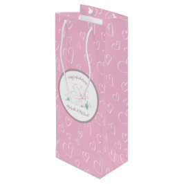 Pink Bunny Baby shower Woodland Waterverf Wijn Cadeautas