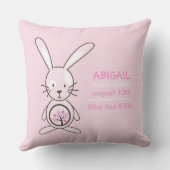 Pink Bunny Birth Announcement Kussen (Achterkant)