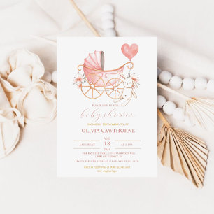 Pink Bunny Cradle Girl Baby shower Party Kaart