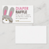 Pink Bunny Diaper Raffle Ticket Informatiekaartje (Voorkant / Achterkant)