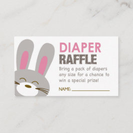 Pink Bunny Diaper Raffle Ticket Informatiekaartje