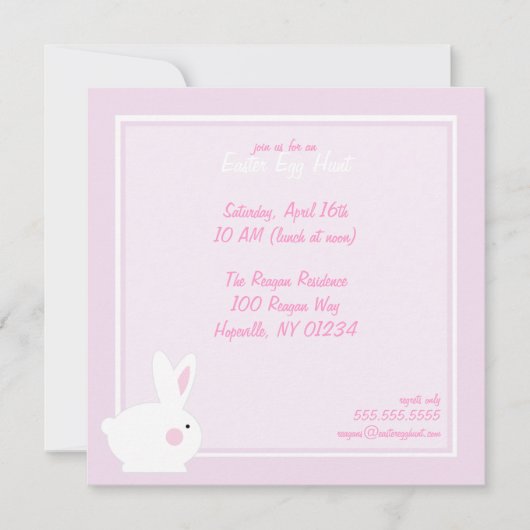Pink Bunny Easter Egg Hunt Invitations Kaart (Voorkant)