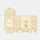 Pink Bunny & Egg Pattern Yellow Kids Birthday Bedankdoosjes (Uitgevouwen)