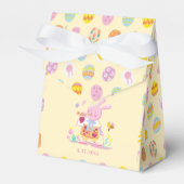Pink Bunny & Egg Pattern Yellow Kids Birthday Bedankdoosjes (Voorkant Zijde)