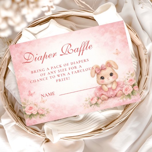 Pink Bunny Floral Diapper Raffle Informatiekaartje