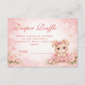 Pink Bunny Floral Diapper Raffle Informatiekaartje (Voorkant)