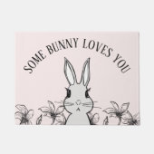 Pink Bunny Floral Spring Deurmat (Voorkant)
