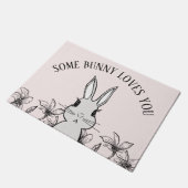Pink Bunny Floral Spring Deurmat (Schuin)