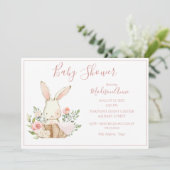 Pink Bunny Forest Waterverf Cute Baby shower Kaart (Staand voorkant)