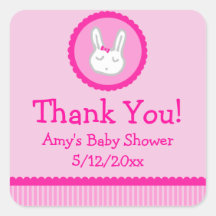 Pink Bunny Gepersonaliseerd Baby shower Favor Tags