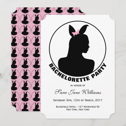 Pink Bunny Girl Bachelorette Party Kaart (Voorkant / Achterkant)