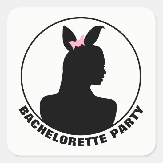 Pink Bunny Girl Bachelorette Party Vierkante Sticker (Voorkant)