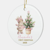 Pink Bunny Girl Rabbit First Christmas Keepsake Keramisch Ornament (Links)