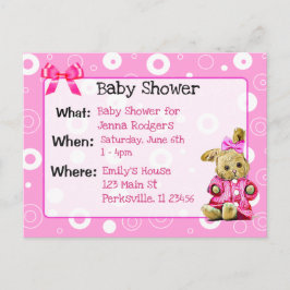 Pink Bunny Girl's Baby shower Invitation Uitnodiging Briefkaart