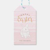 Pink Bunny Happy Easter Gift Label – Aangepaste na Cadeaulabel (Voorkant)