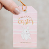 Pink Bunny Happy Easter Gift Label – Aangepaste na Cadeaulabel