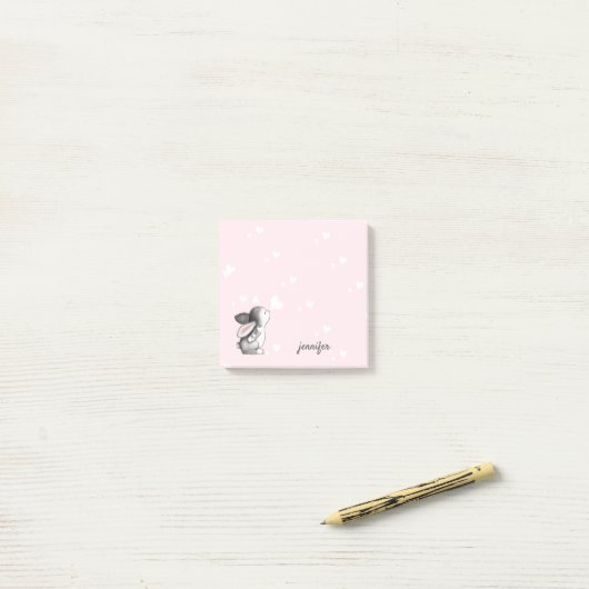 Pink Bunny Heart Post het merkt op Post-it® Notes (Op bureau)