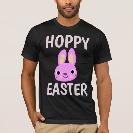PINK BUNNY HOPPY EASTER KINDER T-SHIRTS (Voorkant)