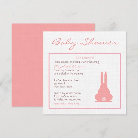 Pink Bunny Kaart (Voorkant / Achterkant)