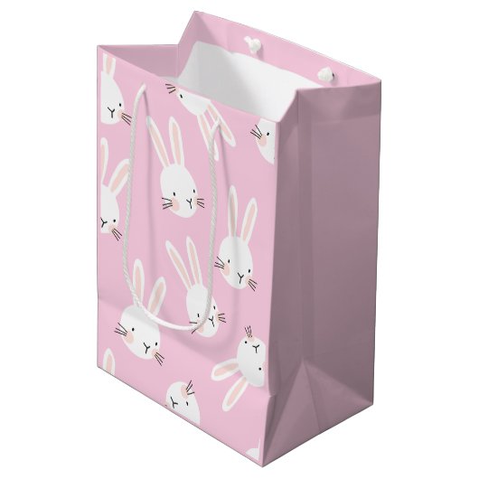 Pink Bunny Medium Cadeauzakje (Voorkant Gekanteld)